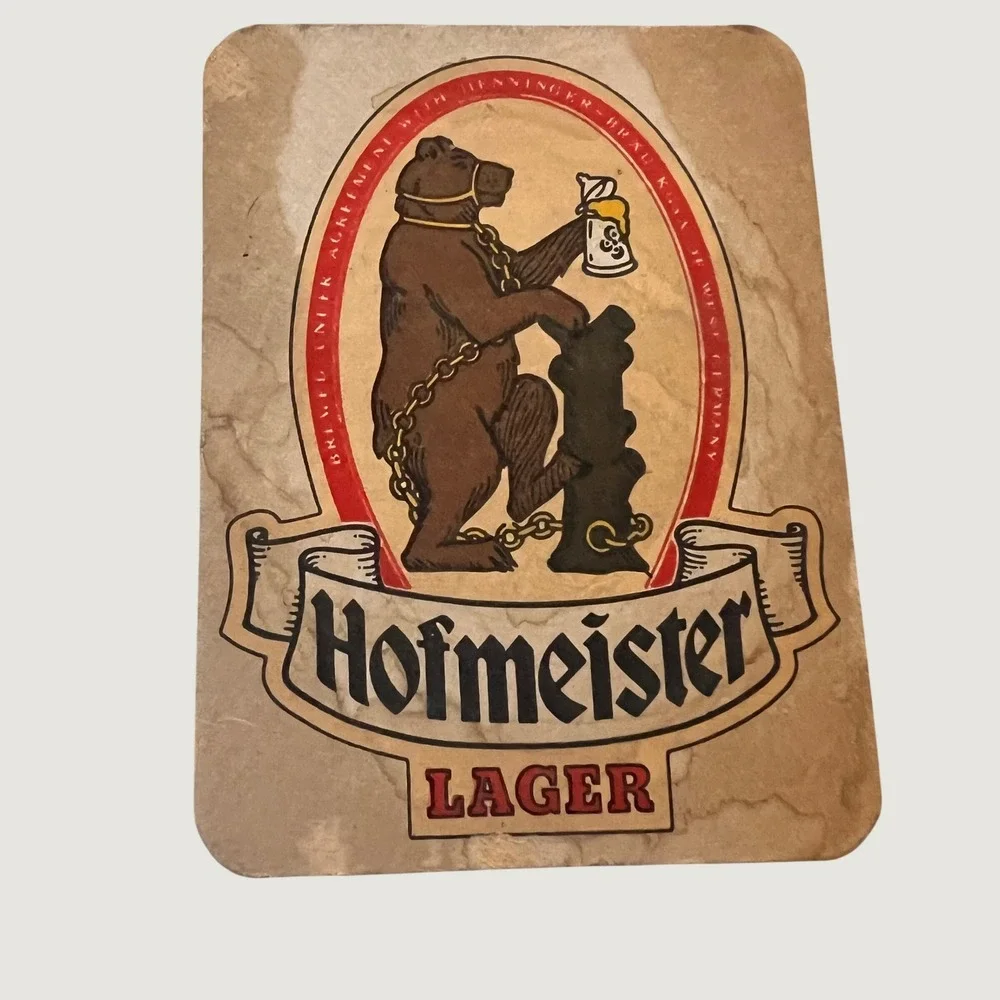 Hofmeister Beer Mat Tan Vintage George the Bear Lager Coaster‎ Advertising
